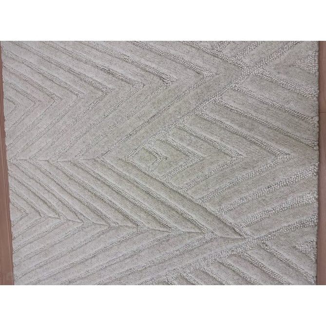 Hague Modern Plain Geometric Hand-Carved Hi-Low 3D Ridged Cut & Loop Pile Textured Wool Ivory Rug-Asiatic Carpets-Rug Love - The Most Loved Rug Store