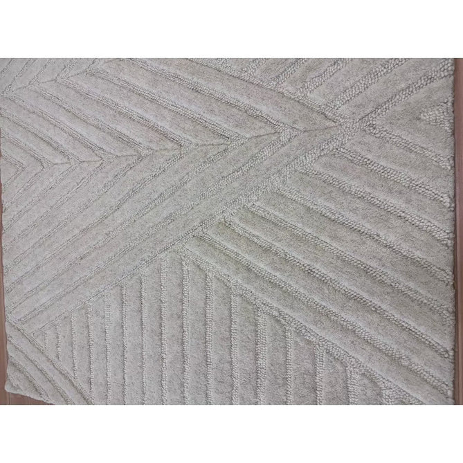 Hague Modern Plain Geometric Hand-Carved Hi-Low 3D Ridged Cut & Loop Pile Textured Wool Ivory Rug-Asiatic Carpets-Rug Love - The Most Loved Rug Store