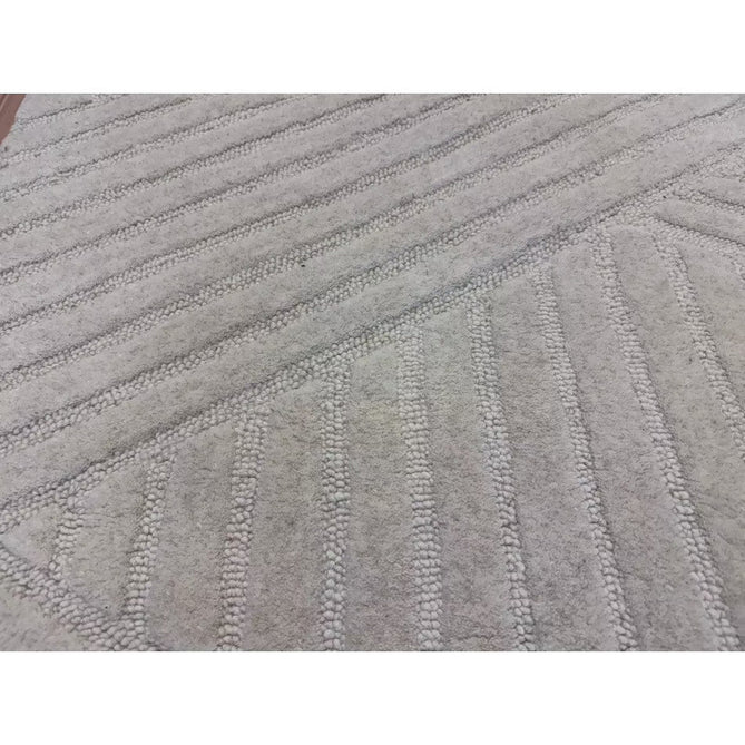 Hague Modern Plain Geometric Hand-Carved Hi-Low 3D Ridged Cut & Loop Pile Textured Wool Ivory Rug-Asiatic Carpets-Rug Love - The Most Loved Rug Store