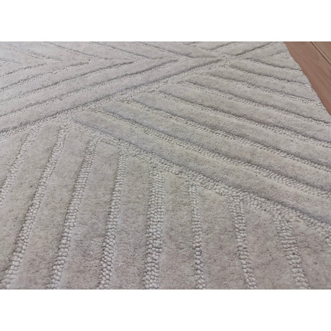 Hague Modern Plain Geometric Hand-Carved Hi-Low 3D Ridged Cut & Loop Pile Textured Wool Ivory Rug-Asiatic Carpets-Rug Love - The Most Loved Rug Store