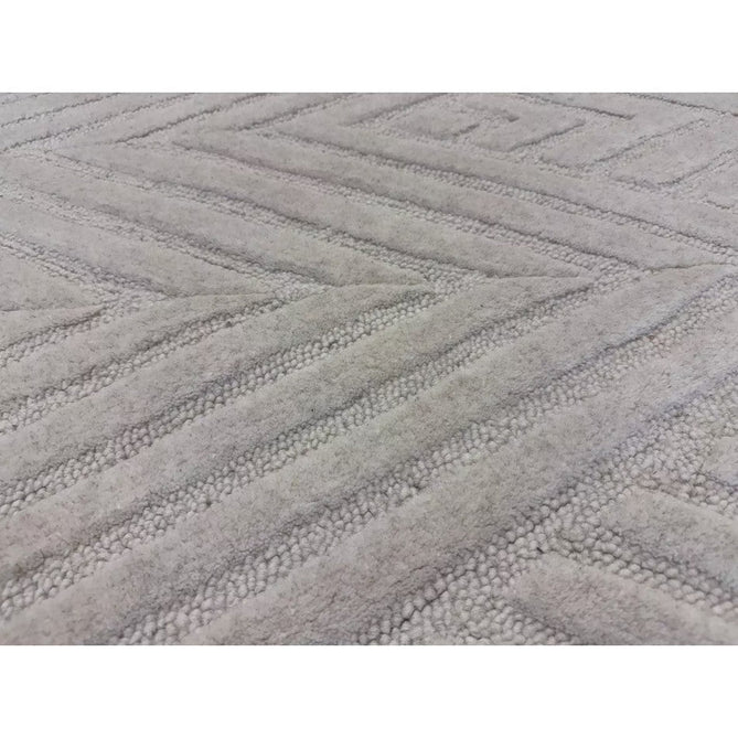 Hague Modern Plain Geometric Hand-Carved Hi-Low 3D Ridged Cut & Loop Pile Textured Wool Ivory Rug-Asiatic Carpets-Rug Love - The Most Loved Rug Store