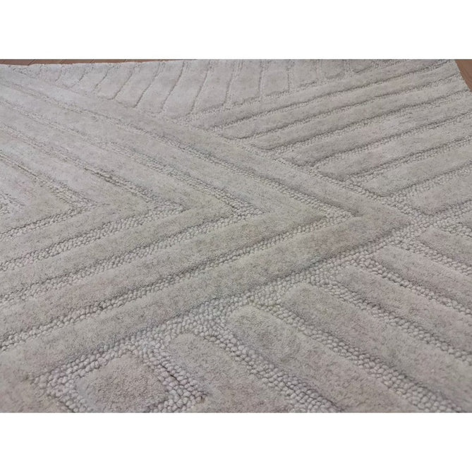 Hague Modern Plain Geometric Hand-Carved Hi-Low 3D Ridged Cut & Loop Pile Textured Wool Ivory Rug-Asiatic Carpets-Rug Love - The Most Loved Rug Store