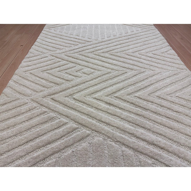 Hague Modern Plain Geometric Hand-Carved Hi-Low 3D Ridged Cut & Loop Pile Textured Wool Ivory Rug-Asiatic Carpets-Rug Love - The Most Loved Rug Store