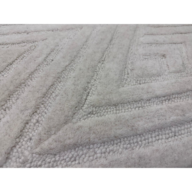 Hague Modern Plain Geometric Hand-Carved Hi-Low 3D Ridged Cut & Loop Pile Textured Wool Ivory Rug-Asiatic Carpets-Rug Love - The Most Loved Rug Store