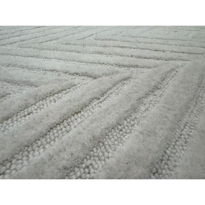 Hague Modern Plain Geometric Hand-Carved Hi-Low 3D Ridged Cut & Loop Pile Textured Wool Ivory Rug-Asiatic Carpets-Rug Love - The Most Loved Rug Store