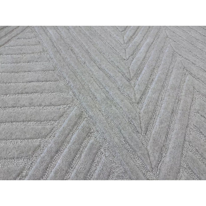 Hague Modern Plain Geometric Hand-Carved Hi-Low 3D Ridged Cut & Loop Pile Textured Wool Ivory Rug-Asiatic Carpets-Rug Love - The Most Loved Rug Store