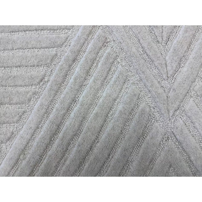 Hague Modern Plain Geometric Hand-Carved Hi-Low 3D Ridged Cut & Loop Pile Textured Wool Ivory Rug-Asiatic Carpets-Rug Love - The Most Loved Rug Store
