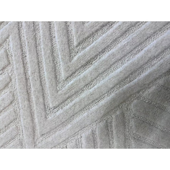 Hague Modern Plain Geometric Hand-Carved Hi-Low 3D Ridged Cut & Loop Pile Textured Wool Ivory Rug-Asiatic Carpets-Rug Love - The Most Loved Rug Store