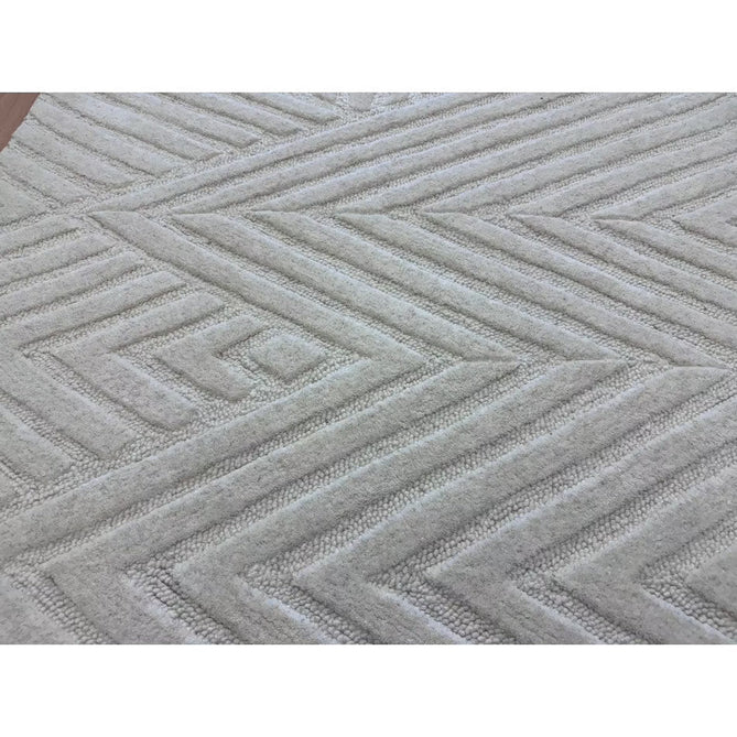 Hague Modern Plain Geometric Hand-Carved Hi-Low 3D Ridged Cut & Loop Pile Textured Wool Ivory Rug-Asiatic Carpets-Rug Love - The Most Loved Rug Store