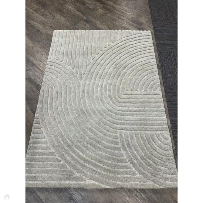 Hague Modern Plain Geometric Hand-Carved Hi-Low 3D Ridged Cut & Loop Pile Textured Wool Muted Grey Rug 200x290cm-Shop Returns-Rug Love - The Most Loved Rug Store