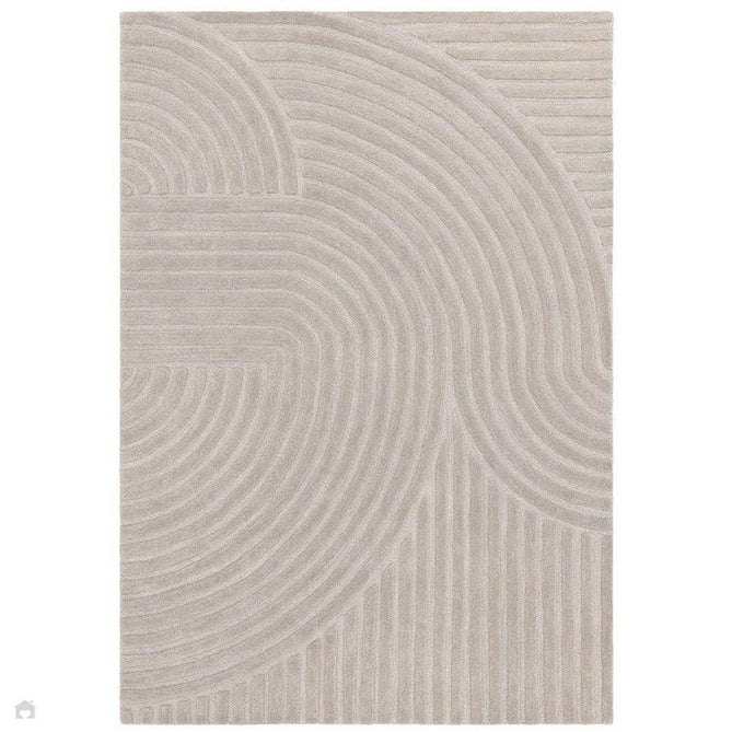 Hague Modern Plain Geometric Hand-Carved Hi-Low 3D Ridged Cut & Loop Pile Textured Wool Muted Grey Rug 200x290cm-Shop Returns-Rug Love - The Most Loved Rug Store