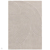 Hague Modern Plain Geometric Hand-Carved Hi-Low 3D Ridged Cut & Loop Pile Textured Wool Muted Grey Rug 200x290cm