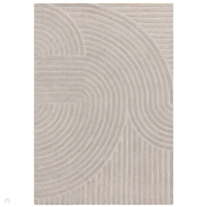 Hague Modern Plain Geometric Hand-Carved Hi-Low 3D Ridged Cut & Loop Pile Textured Wool Muted Grey Rug-Asiatic Carpets-Rug Love - The Most Loved Rug Store