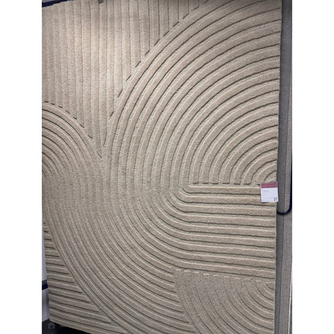 Hague Modern Plain Geometric Hand-Carved Hi-Low 3D Ridged Cut & Loop Pile Textured Wool Sand Rug-Asiatic Carpets-Rug Love - The Most Loved Rug Store