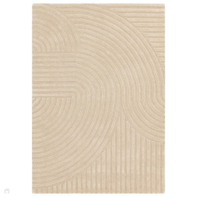 Hague Modern Plain Geometric Hand-Carved Hi-Low 3D Ridged Cut & Loop Pile Textured Wool Sand Rug-Asiatic Carpets-Rug Love - The Most Loved Rug Store