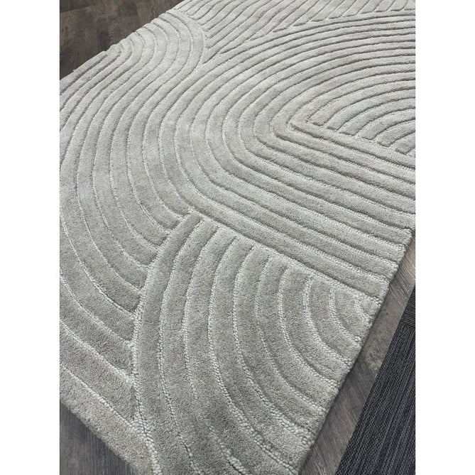Hague Modern Plain Geometric Hand-Carved Hi-Low 3D Ridged Cut & Loop Pile Textured Wool Stone Grey Rug-Asiatic Carpets-Rug Love - The Most Loved Rug Store