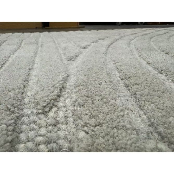 Hague Modern Plain Geometric Hand-Carved Hi-Low 3D Ridged Cut & Loop Pile Textured Wool Stone Grey Rug-Asiatic Carpets-Rug Love - The Most Loved Rug Store