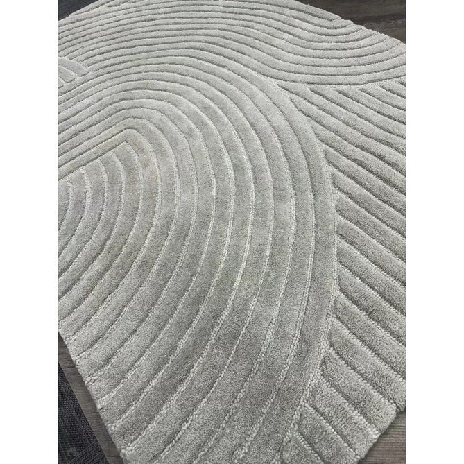 Hague Modern Plain Geometric Hand-Carved Hi-Low 3D Ridged Cut & Loop Pile Textured Wool Stone Grey Rug-Asiatic Carpets-Rug Love - The Most Loved Rug Store