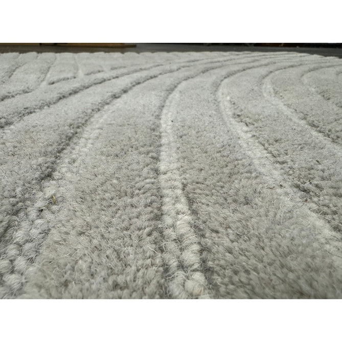 Hague Modern Plain Geometric Hand-Carved Hi-Low 3D Ridged Cut & Loop Pile Textured Wool Stone Grey Rug-Asiatic Carpets-Rug Love - The Most Loved Rug Store