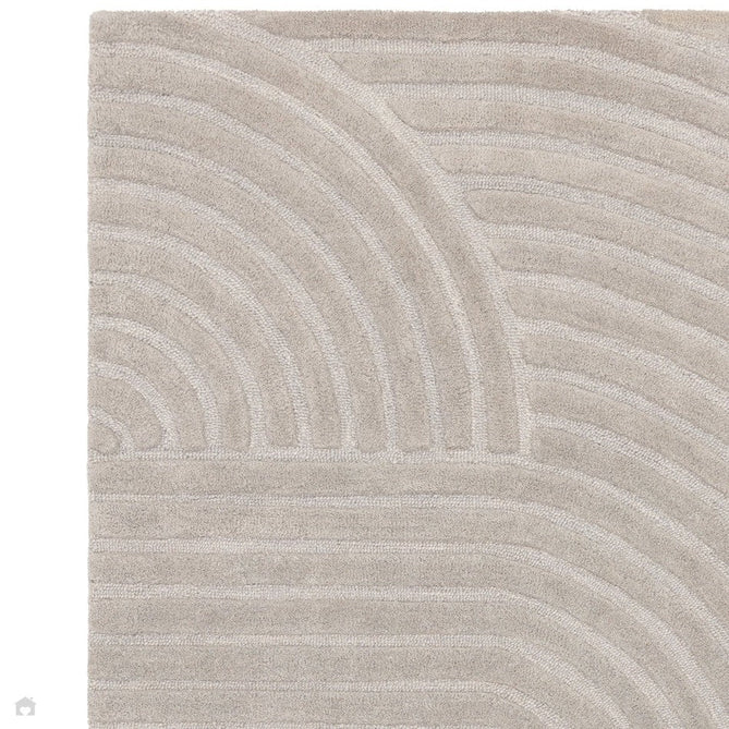 Hague Modern Plain Geometric Hand-Carved Hi-Low 3D Ridged Cut & Loop Pile Textured Wool Stone Grey Rug-Asiatic Carpets-Rug Love - The Most Loved Rug Store