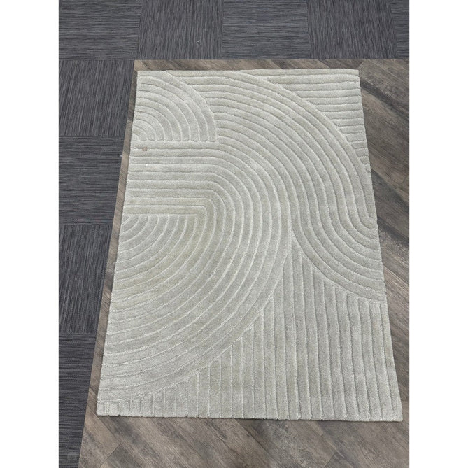 Hague Modern Plain Geometric Hand-Carved Hi-Low 3D Ridged Cut & Loop Pile Textured Wool Stone Grey Rug-Asiatic Carpets-Rug Love - The Most Loved Rug Store