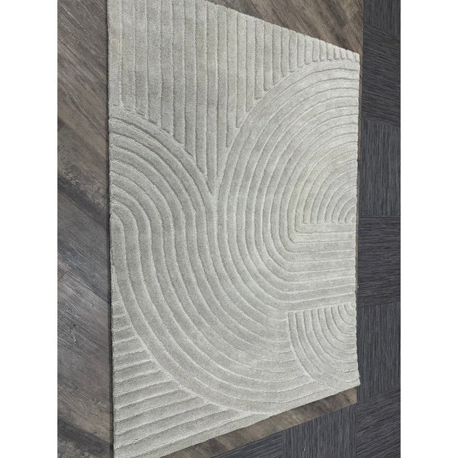 Hague Modern Plain Geometric Hand-Carved Hi-Low 3D Ridged Cut & Loop Pile Textured Wool Stone Grey Rug-Asiatic Carpets-Rug Love - The Most Loved Rug Store