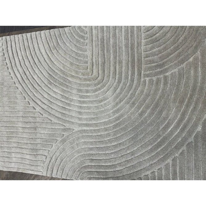 Hague Modern Plain Geometric Hand-Carved Hi-Low 3D Ridged Cut & Loop Pile Textured Wool Stone Grey Rug-Asiatic Carpets-Rug Love - The Most Loved Rug Store