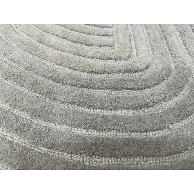 Hague Modern Plain Geometric Hand-Carved Hi-Low 3D Ridged Cut & Loop Pile Textured Wool Stone Grey Rug-Asiatic Carpets-Rug Love - The Most Loved Rug Store