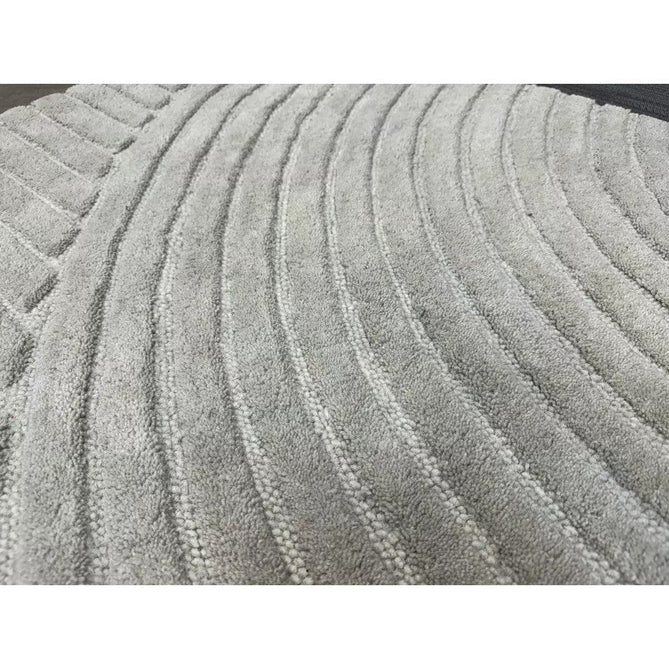 Hague Modern Plain Geometric Hand-Carved Hi-Low 3D Ridged Cut & Loop Pile Textured Wool Stone Grey Rug-Asiatic Carpets-Rug Love - The Most Loved Rug Store