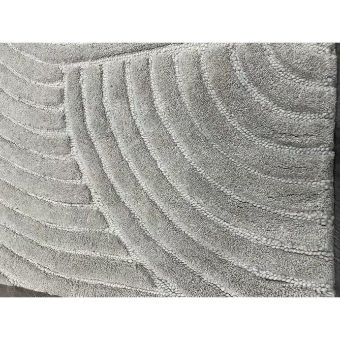 Hague Modern Plain Geometric Hand-Carved Hi-Low 3D Ridged Cut & Loop Pile Textured Wool Stone Grey Rug-Asiatic Carpets-Rug Love - The Most Loved Rug Store