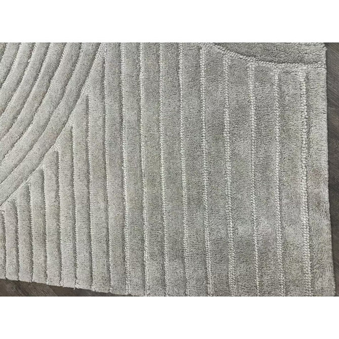 Hague Modern Plain Geometric Hand-Carved Hi-Low 3D Ridged Cut & Loop Pile Textured Wool Stone Grey Rug-Asiatic Carpets-Rug Love - The Most Loved Rug Store
