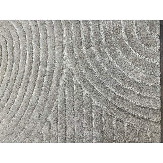 Hague Modern Plain Geometric Hand-Carved Hi-Low 3D Ridged Cut & Loop Pile Textured Wool Stone Grey Rug-Asiatic Carpets-Rug Love - The Most Loved Rug Store