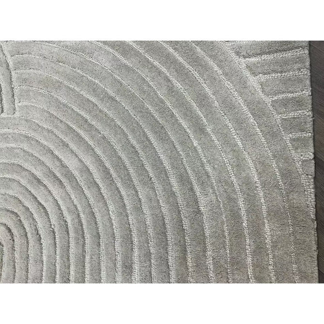 Hague Modern Plain Geometric Hand-Carved Hi-Low 3D Ridged Cut & Loop Pile Textured Wool Stone Grey Rug-Asiatic Carpets-Rug Love - The Most Loved Rug Store