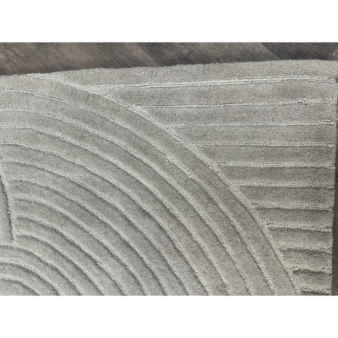 Hague Modern Plain Geometric Hand-Carved Hi-Low 3D Ridged Cut & Loop Pile Textured Wool Stone Grey Rug-Asiatic Carpets-Rug Love - The Most Loved Rug Store