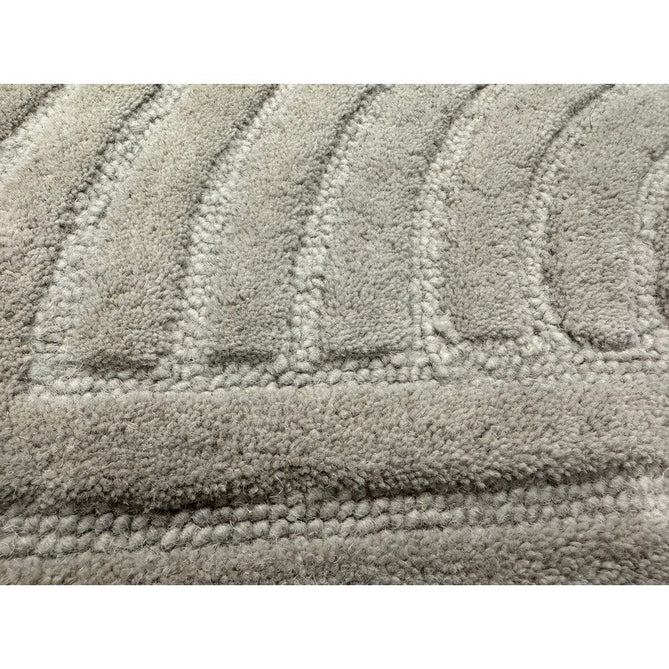 Hague Modern Plain Geometric Hand-Carved Hi-Low 3D Ridged Cut & Loop Pile Textured Wool Stone Grey Rug-Asiatic Carpets-Rug Love - The Most Loved Rug Store