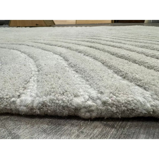 Hague Modern Plain Geometric Hand-Carved Hi-Low 3D Ridged Cut & Loop Pile Textured Wool Stone Grey Rug-Asiatic Carpets-Rug Love - The Most Loved Rug Store