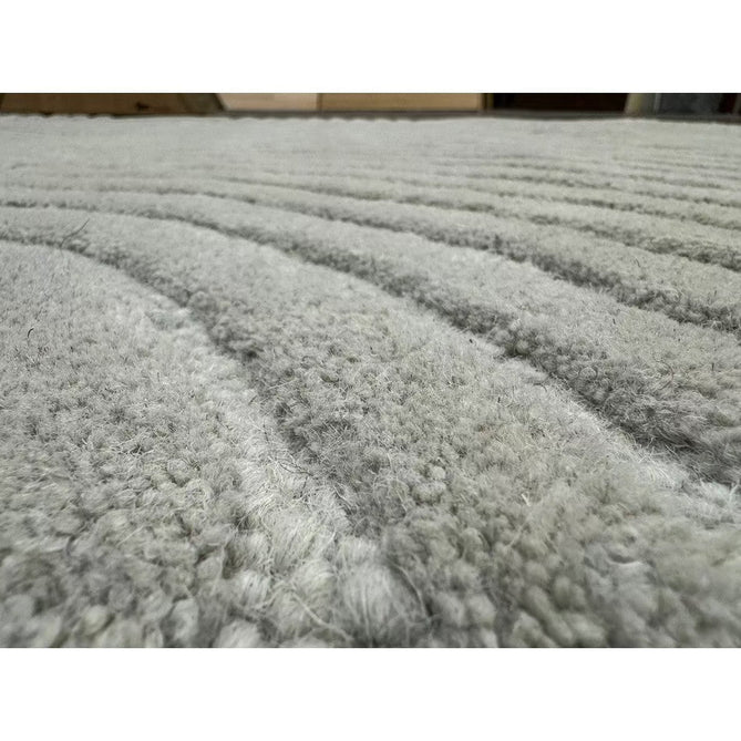 Hague Modern Plain Geometric Hand-Carved Hi-Low 3D Ridged Cut & Loop Pile Textured Wool Stone Grey Rug-Asiatic Carpets-Rug Love - The Most Loved Rug Store