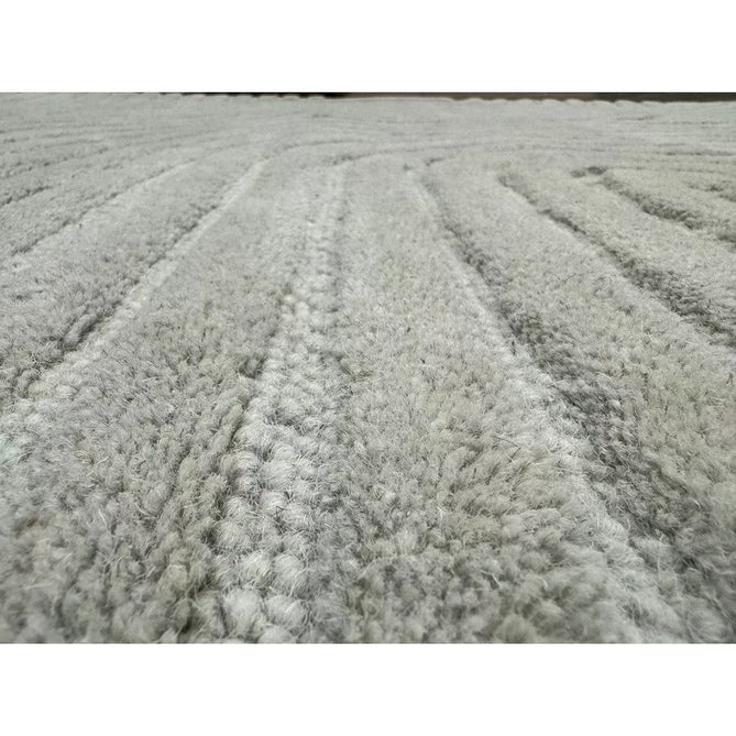Hague Modern Plain Geometric Hand-Carved Hi-Low 3D Ridged Cut & Loop Pile Textured Wool Stone Grey Rug-Asiatic Carpets-Rug Love - The Most Loved Rug Store