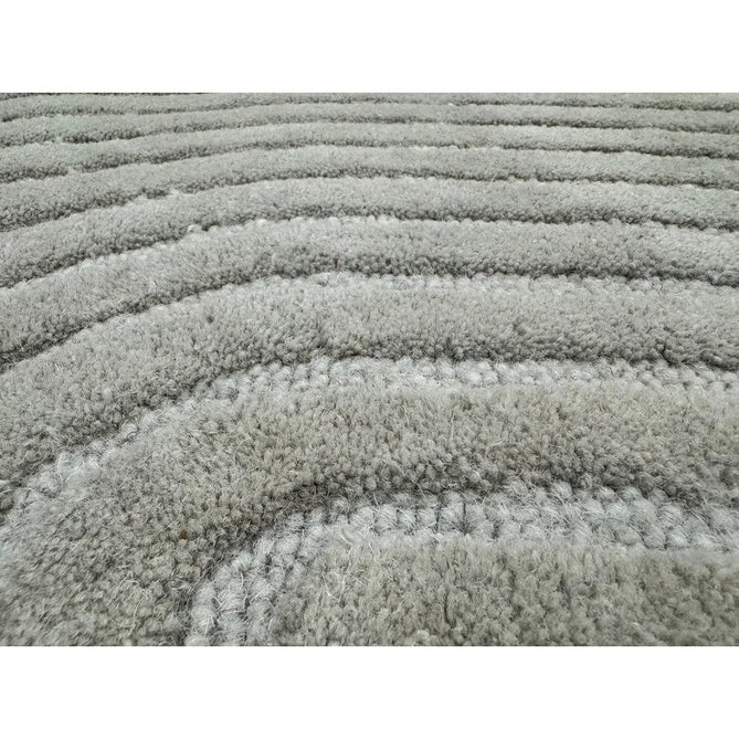 Hague Modern Plain Geometric Hand-Carved Hi-Low 3D Ridged Cut & Loop Pile Textured Wool Stone Grey Rug-Asiatic Carpets-Rug Love - The Most Loved Rug Store
