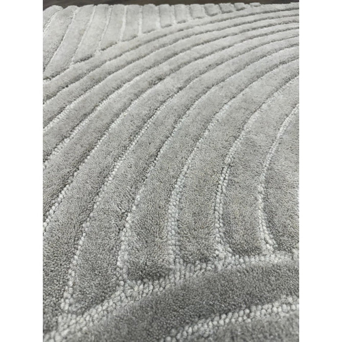Hague Modern Plain Geometric Hand-Carved Hi-Low 3D Ridged Cut & Loop Pile Textured Wool Stone Grey Rug-Asiatic Carpets-Rug Love - The Most Loved Rug Store