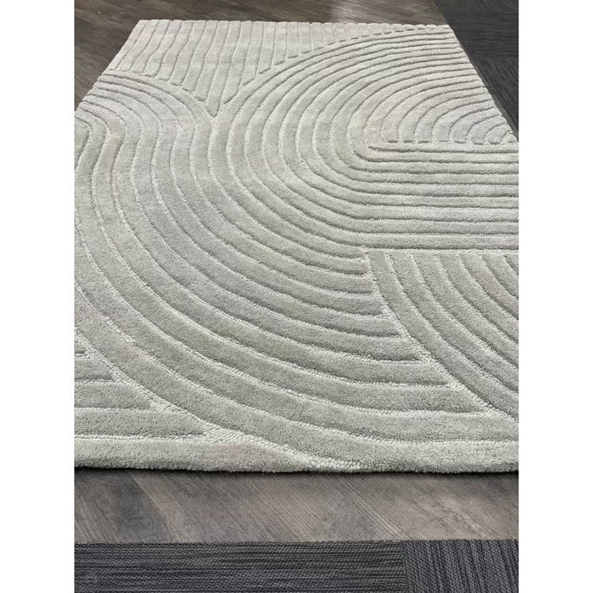 Hague Modern Plain Geometric Hand-Carved Hi-Low 3D Ridged Cut & Loop Pile Textured Wool Stone Grey Rug-Asiatic Carpets-Rug Love - The Most Loved Rug Store
