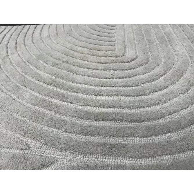 Hague Modern Plain Geometric Hand-Carved Hi-Low 3D Ridged Cut & Loop Pile Textured Wool Stone Grey Rug-Asiatic Carpets-Rug Love - The Most Loved Rug Store