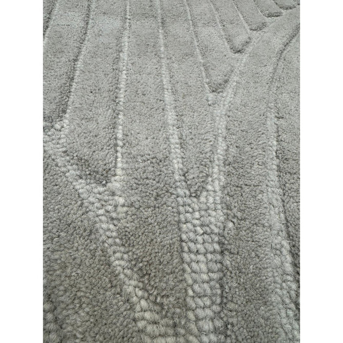 Hague Modern Plain Geometric Hand-Carved Hi-Low 3D Ridged Cut & Loop Pile Textured Wool Stone Grey Rug-Asiatic Carpets-Rug Love - The Most Loved Rug Store