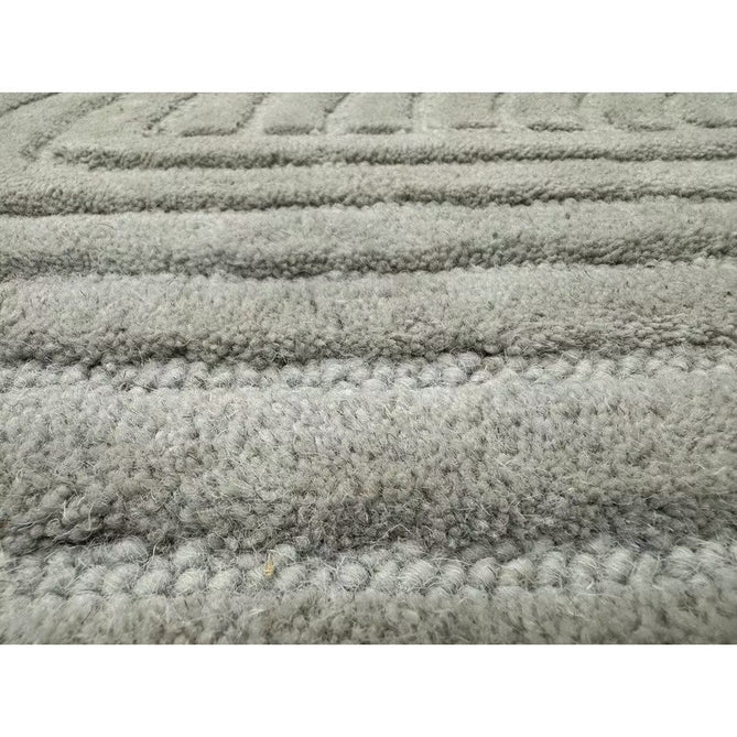 Hague Modern Plain Geometric Hand-Carved Hi-Low 3D Ridged Cut & Loop Pile Textured Wool Stone Grey Rug-Asiatic Carpets-Rug Love - The Most Loved Rug Store