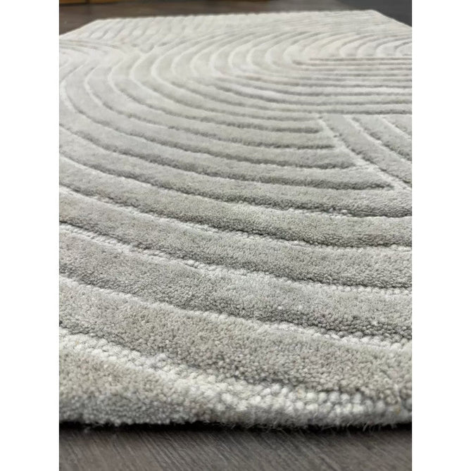 Hague Modern Plain Geometric Hand-Carved Hi-Low 3D Ridged Cut & Loop Pile Textured Wool Stone Grey Rug-Asiatic Carpets-Rug Love - The Most Loved Rug Store