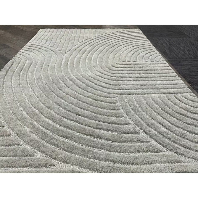 Hague Modern Plain Geometric Hand-Carved Hi-Low 3D Ridged Cut & Loop Pile Textured Wool Stone Grey Rug-Asiatic Carpets-Rug Love - The Most Loved Rug Store