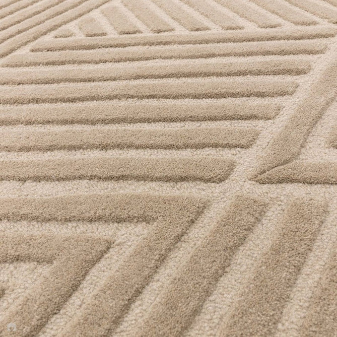 Hague Modern Plain Geometric Hand-Carved Hi-Low 3D Ridged Cut & Loop Pile Textured Wool Taupe Rug-Asiatic Carpets-Rug Love - The Most Loved Rug Store