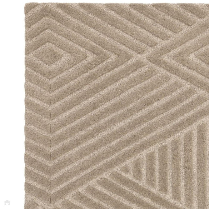 Hague Modern Plain Geometric Hand-Carved Hi-Low 3D Ridged Cut & Loop Pile Textured Wool Taupe Rug-Asiatic Carpets-Rug Love - The Most Loved Rug Store