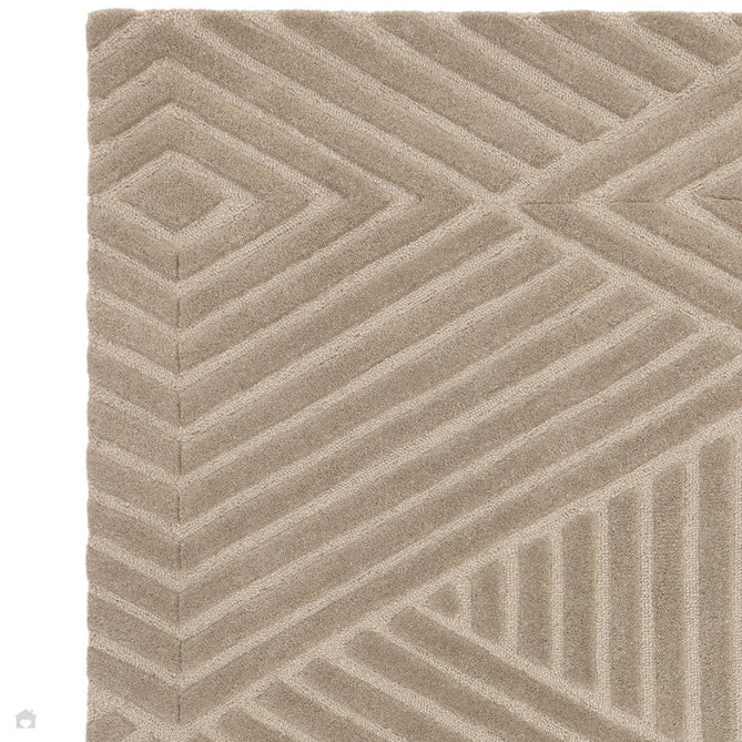 Hague Modern Plain Geometric Hand-Carved Hi-Low 3D Ridged Cut & Loop Pile Textured Wool Taupe Rug-Asiatic Carpets-Rug Love - The Most Loved Rug Store
