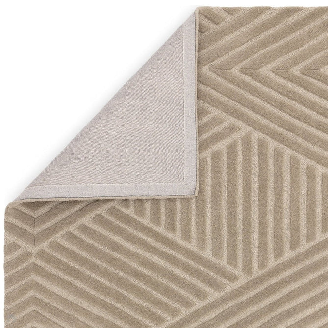 Hague Modern Plain Geometric Hand-Carved Hi-Low 3D Ridged Cut & Loop Pile Textured Wool Taupe Rug-Asiatic Carpets-Rug Love - The Most Loved Rug Store